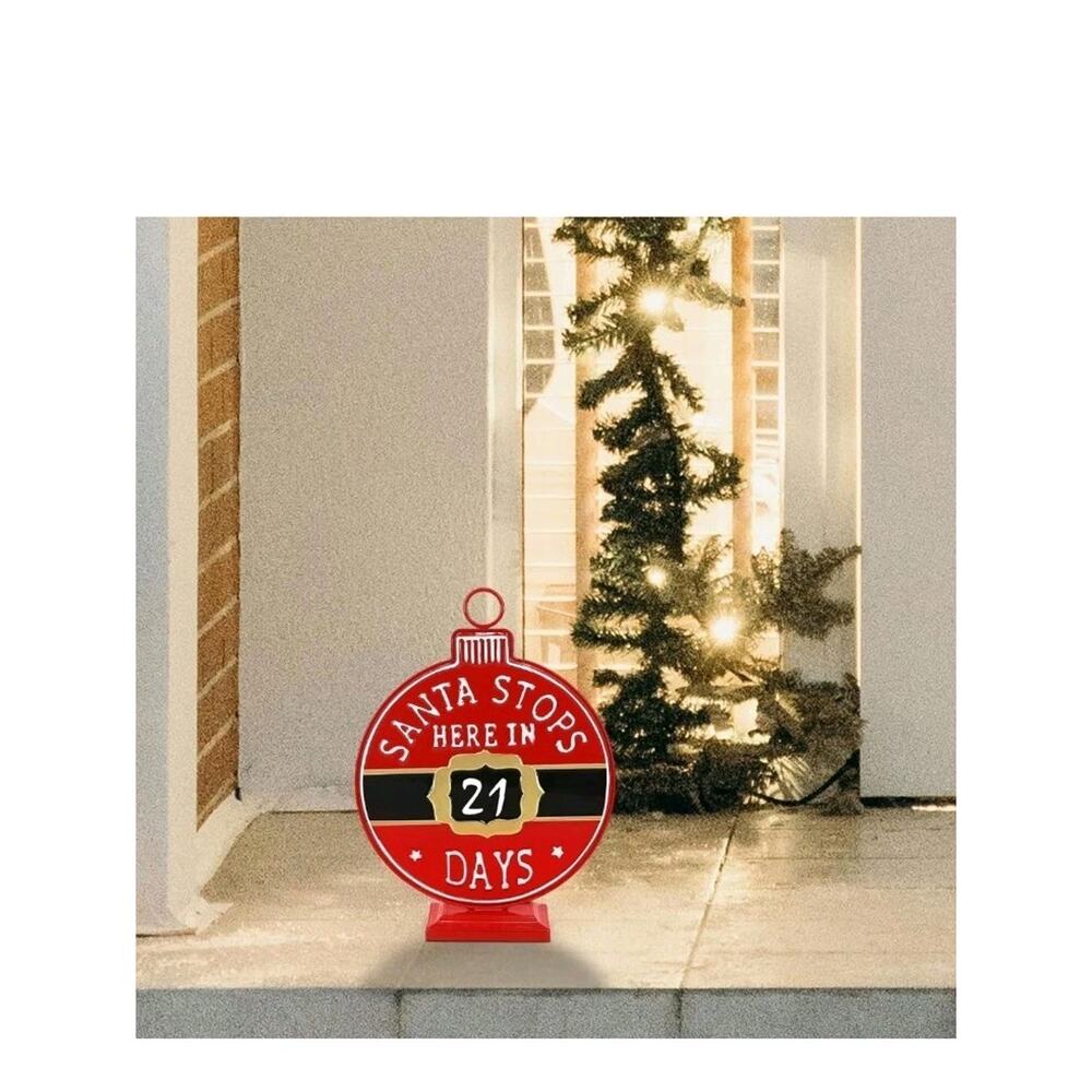 Santa Stop Here Sign, Metal 14.5 in Christmas Decorations Sign for Tabletop Home - Picture 6 of 7